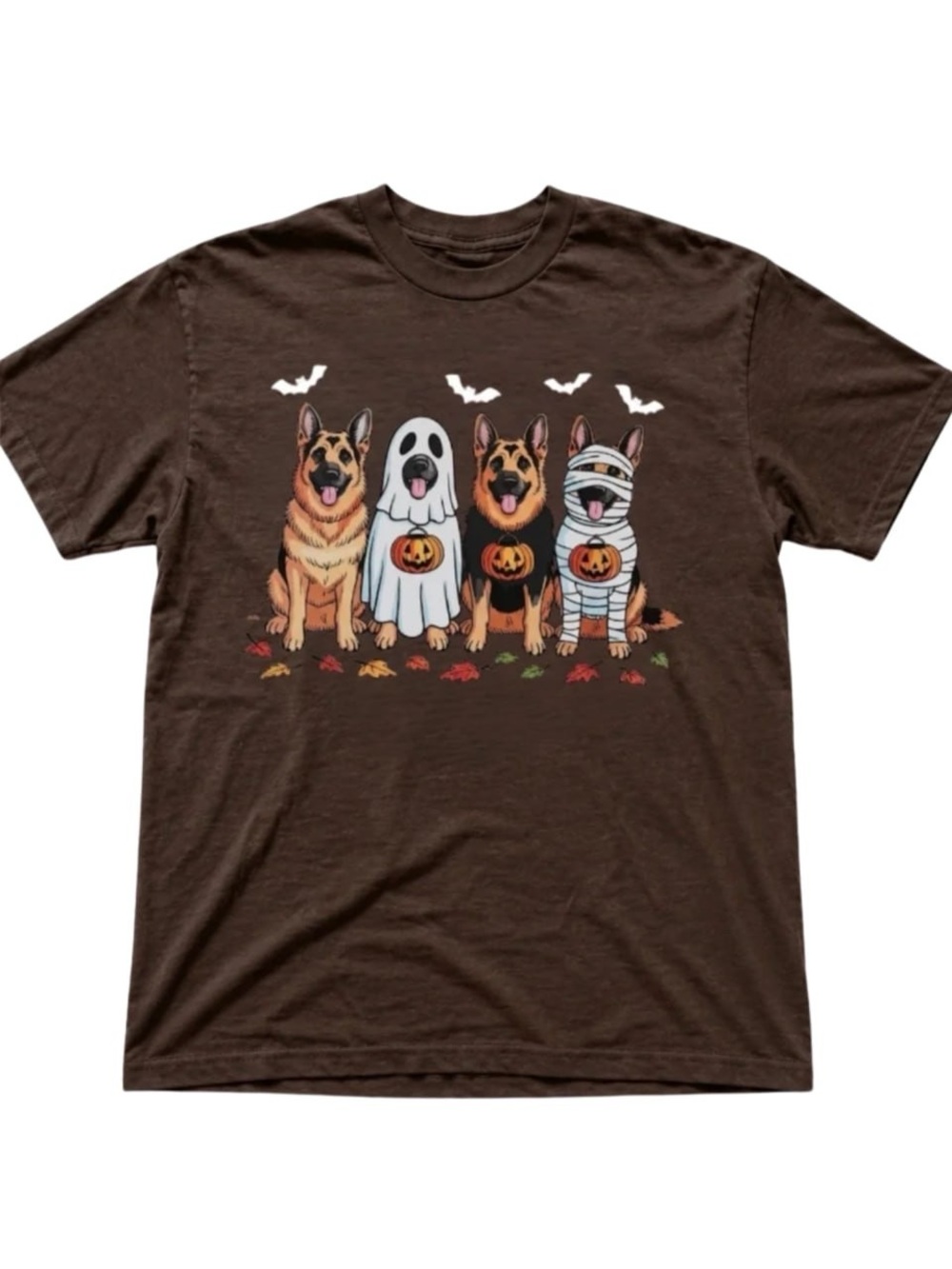 Brown Halloween German Shepherds Graphic Tee
